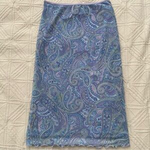 Vintage 90s Y2K Purple Paisley Mesh Skirt